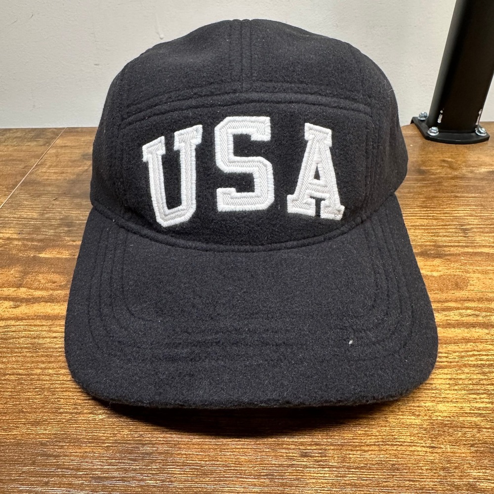 Polo Ralph Lauren USA Flag Black Felt 5 Panel Hat Adjustable Cap One Size
